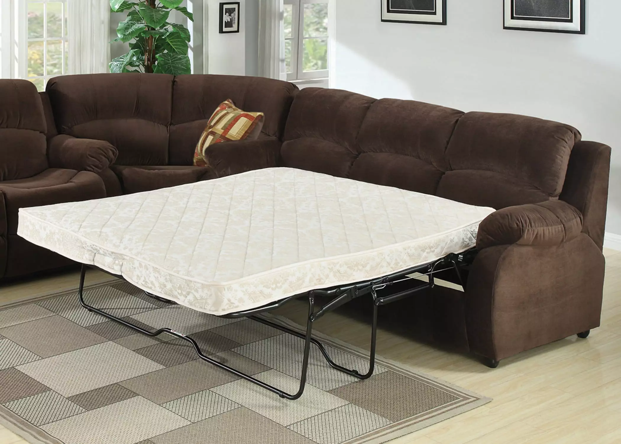 AC Pacific Tracey Queen Sofa Bed Brown Convertible Sleeper Sofa