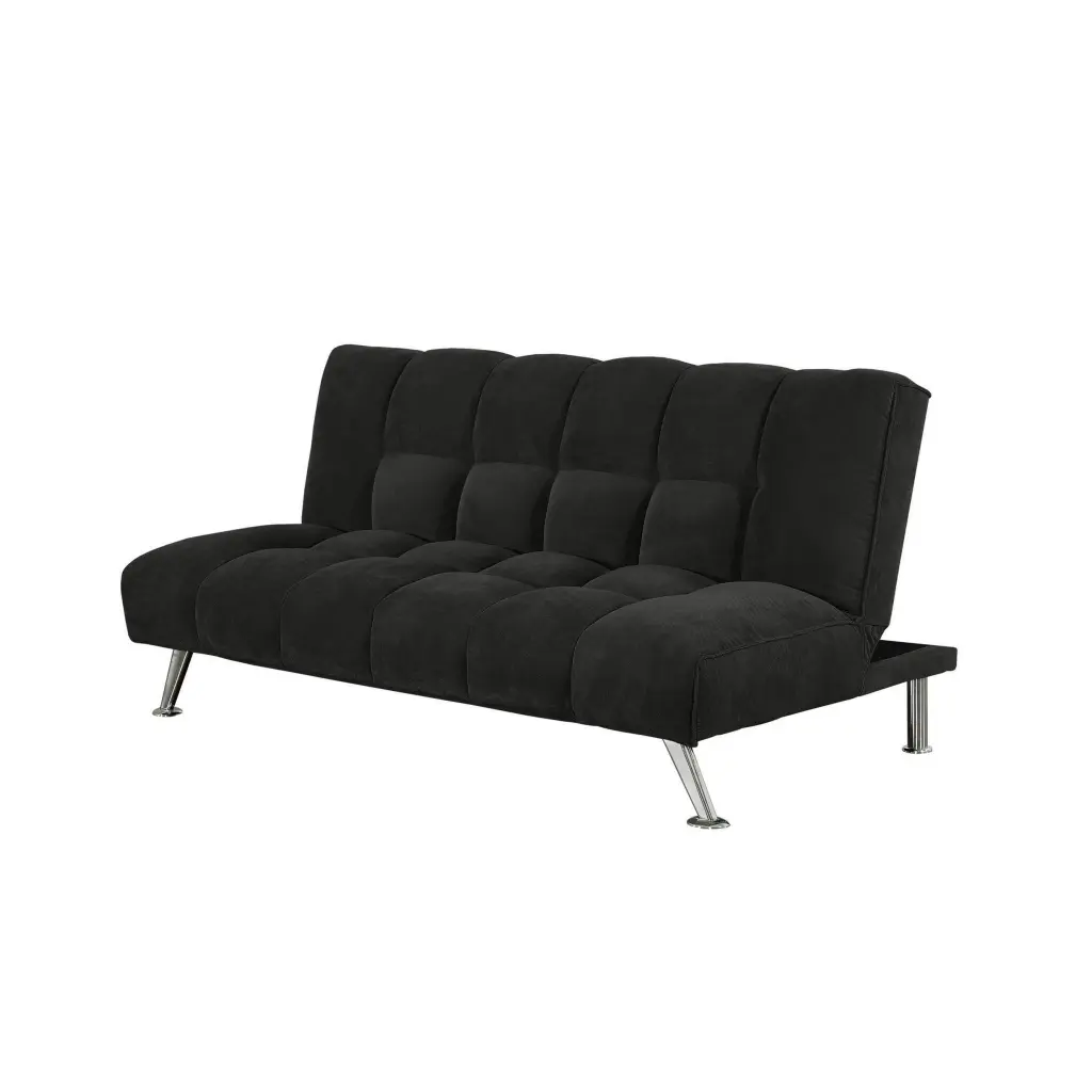75 Inch Sofa Bed Pocket Coils and Spring Chic Tufted Black Fabric royal hampton
