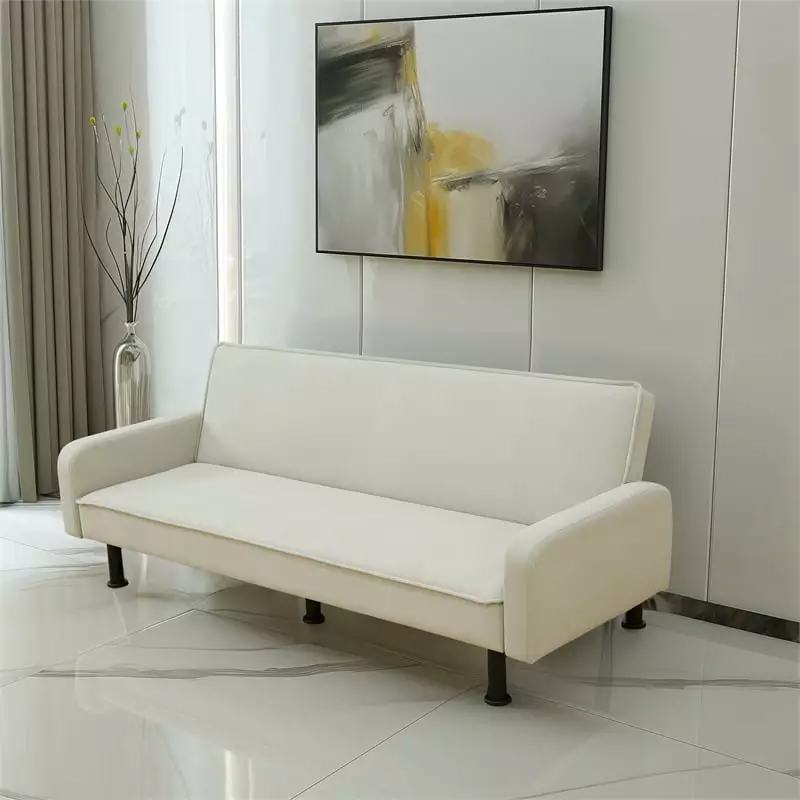 Light Grey Flannel Sofa Bed Metal Legs Living Room Star Home Living