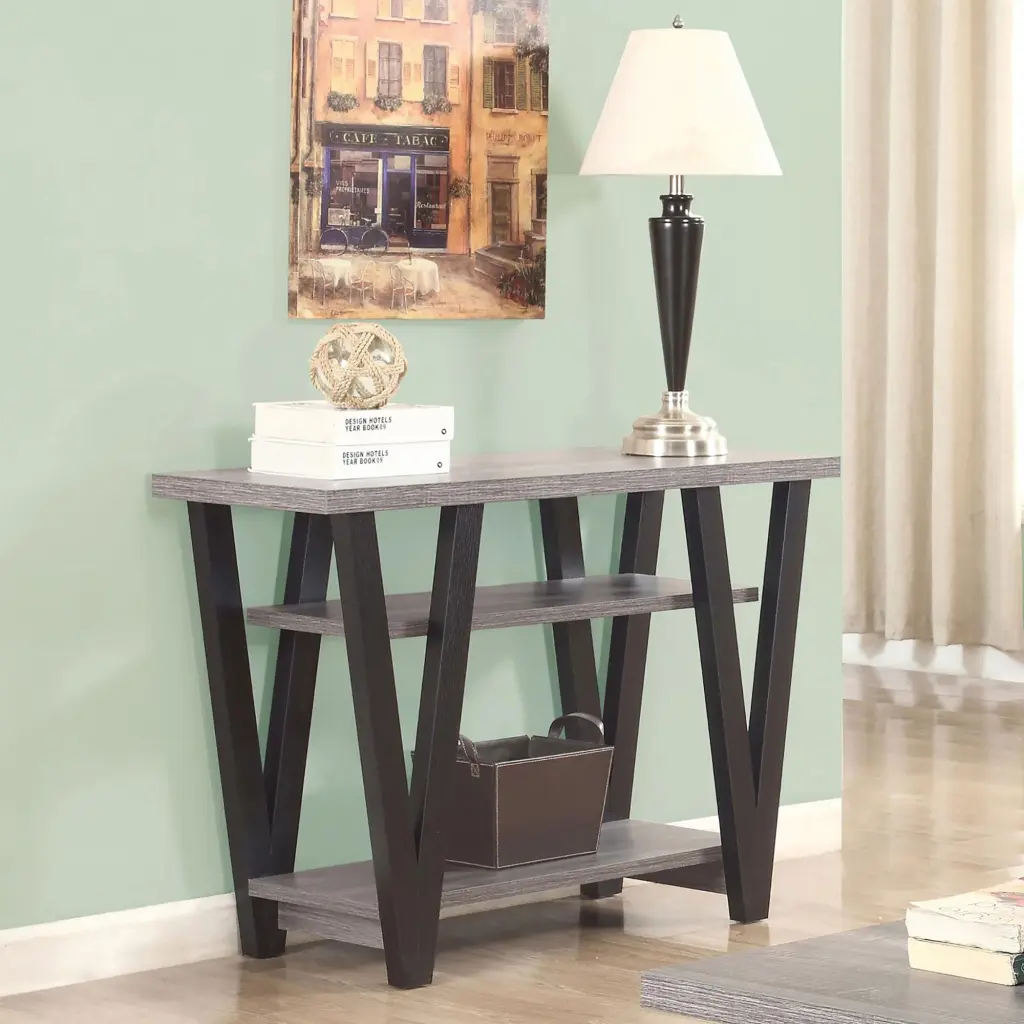 Antique Grey and Black Rectangle Sofa Table Living Room furniture max