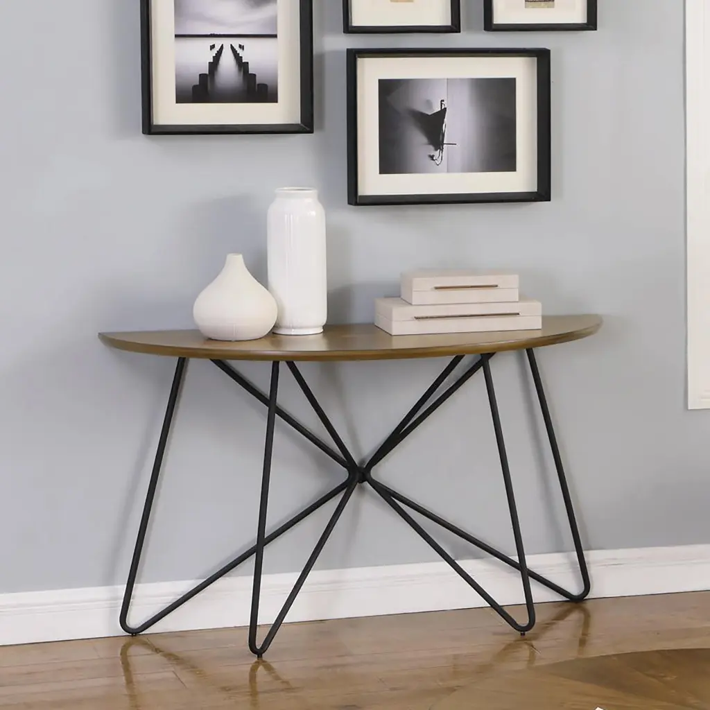 Dark Brown Semicircle Sofa Table Ergonomic Design Living Space furniture max