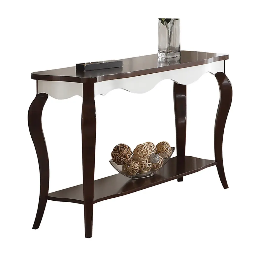 Walnut and White Sofa Table Cabriole Legs Living Room Furniture furniture max