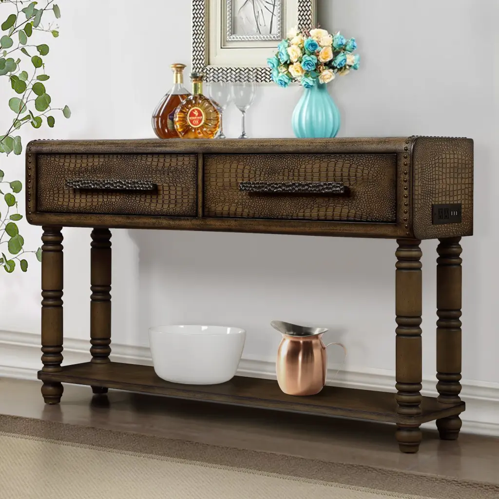 Light Premium Retro Sofa Table Outlets 54 Inch Pine Wood Console Table power growth furniture