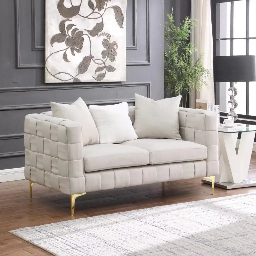 2052 Light Beige 2S Weave Sofa Contemporary Artisan-made Living Room Sofa homarni furnishings inc.---w1099