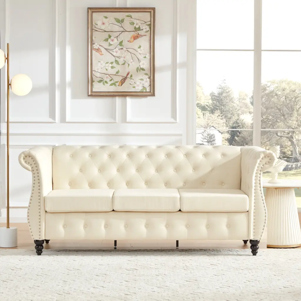 Chesterfield Sofa Rolled Arms Timeless Button Tufted 3 Seater Couch xichen indoor furniture co.- ltd