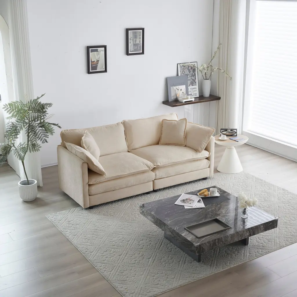Modern Fabric Loveseat Sofa Couch Living Room, Upholstered Large Seating ui furniture