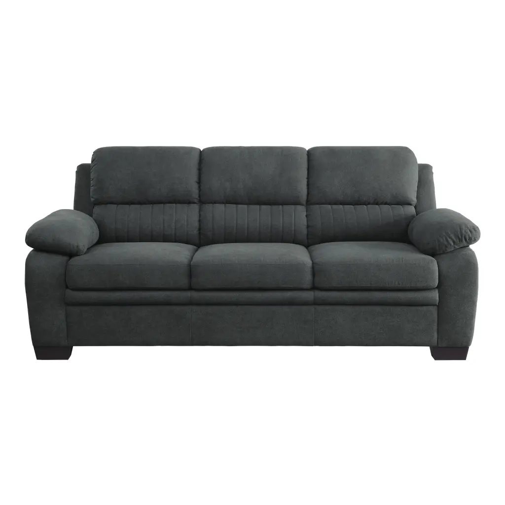 Cozy Plush Seating Sofa 1PC Dark Gray Textured Fabric Channel Tufted kanepe