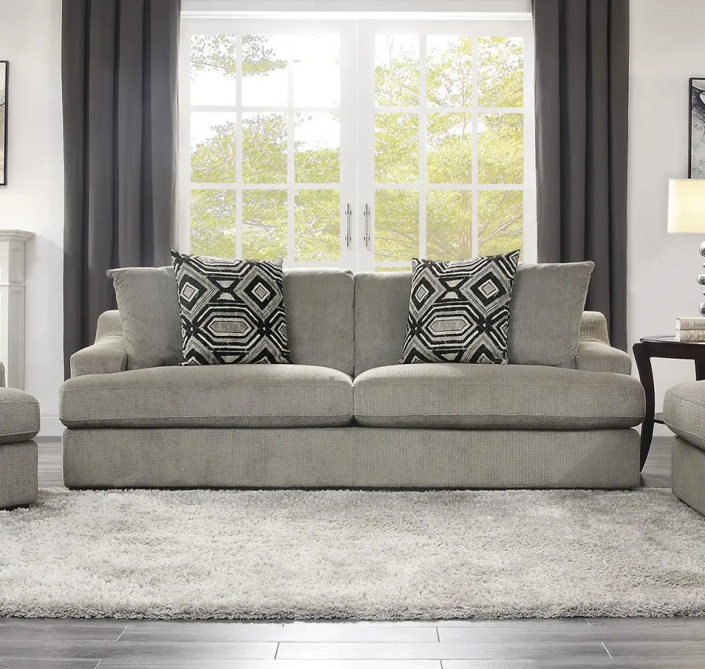 Modern Traditional Premium Living Room Sofa Light Gray Plush Microfiber kanepe