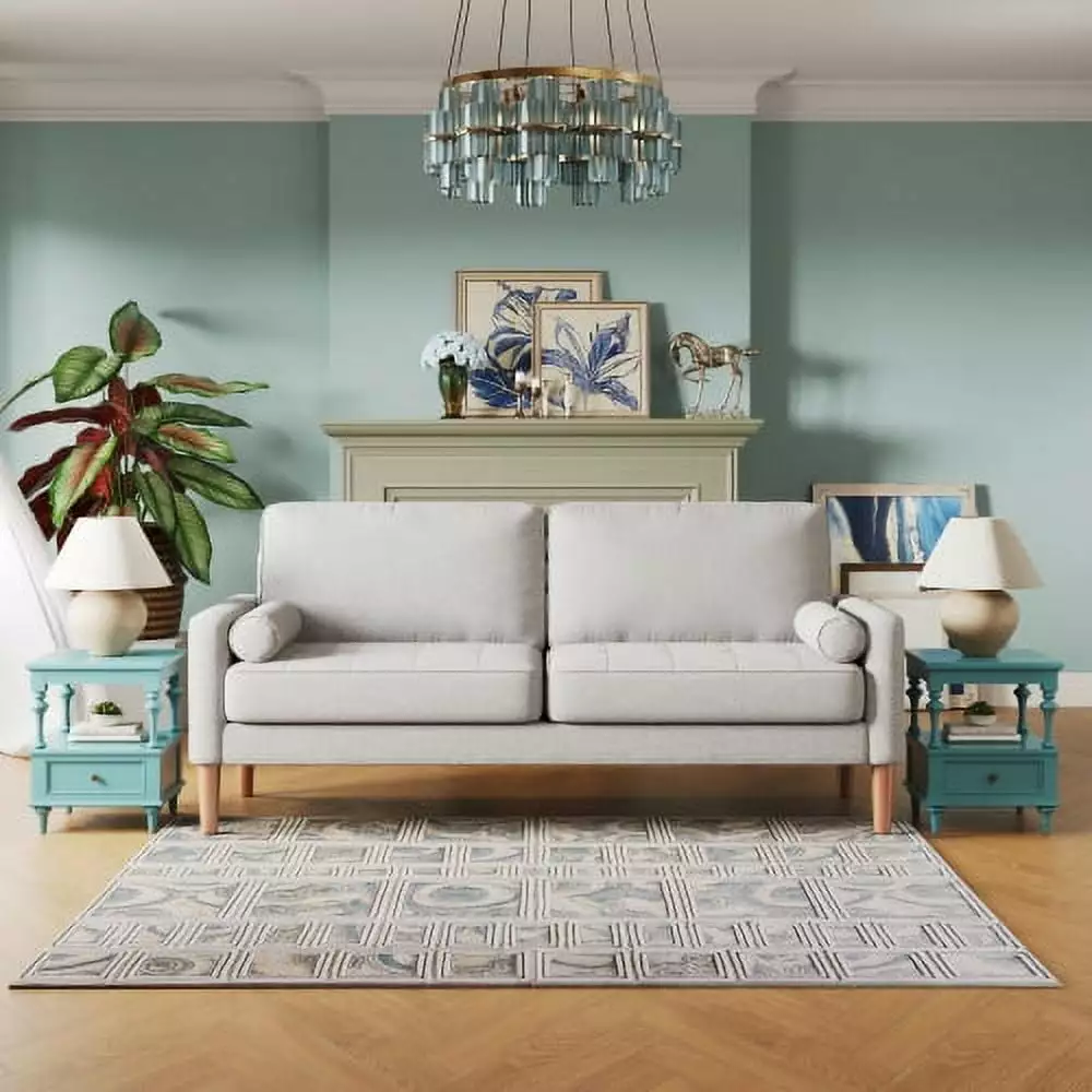 Beige 67.7 Inch 3 Seater Sofa Modern Upholstered Couch Small Spaces Mrisata