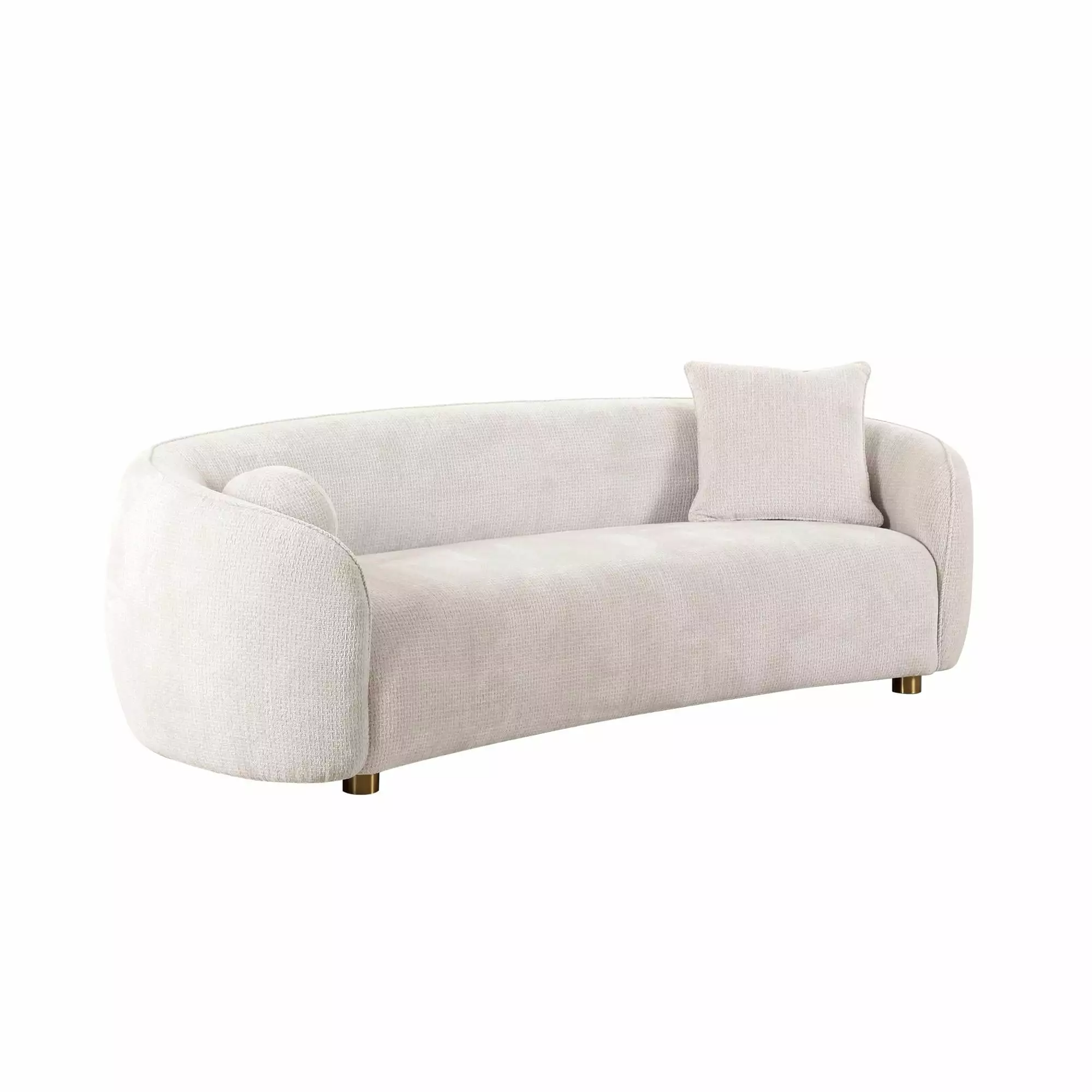 Pasargad Home Zarina Upholstered Modern Sofa 2 Pillows Ivory