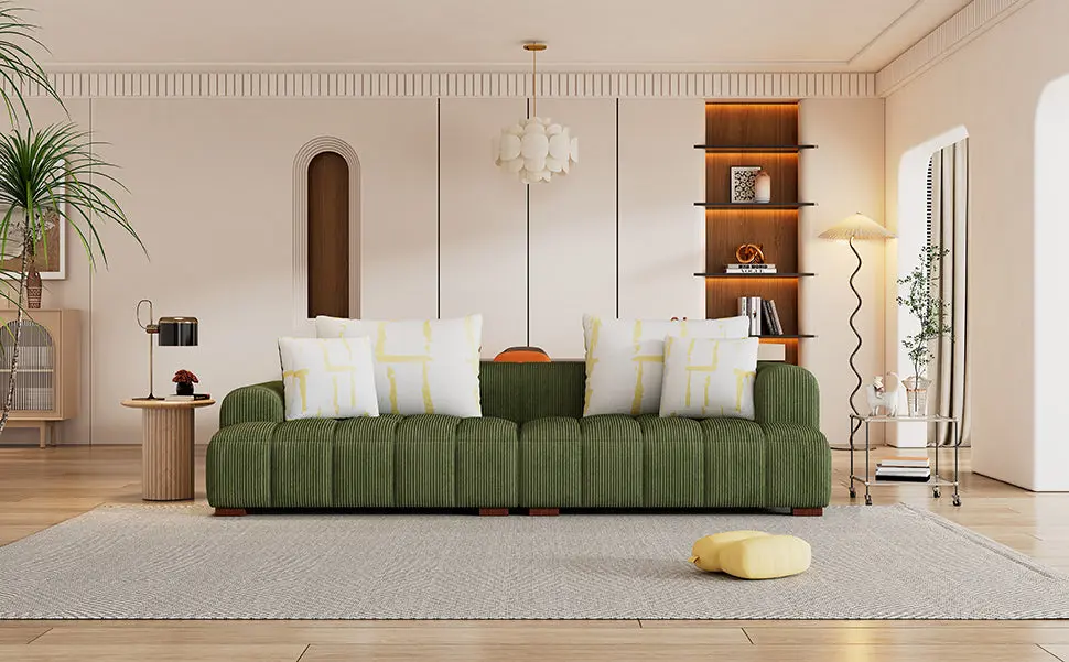 103.9 Inch Modern Corduroy Fabric Comfy Sofa Rubber Wood Legs rnb