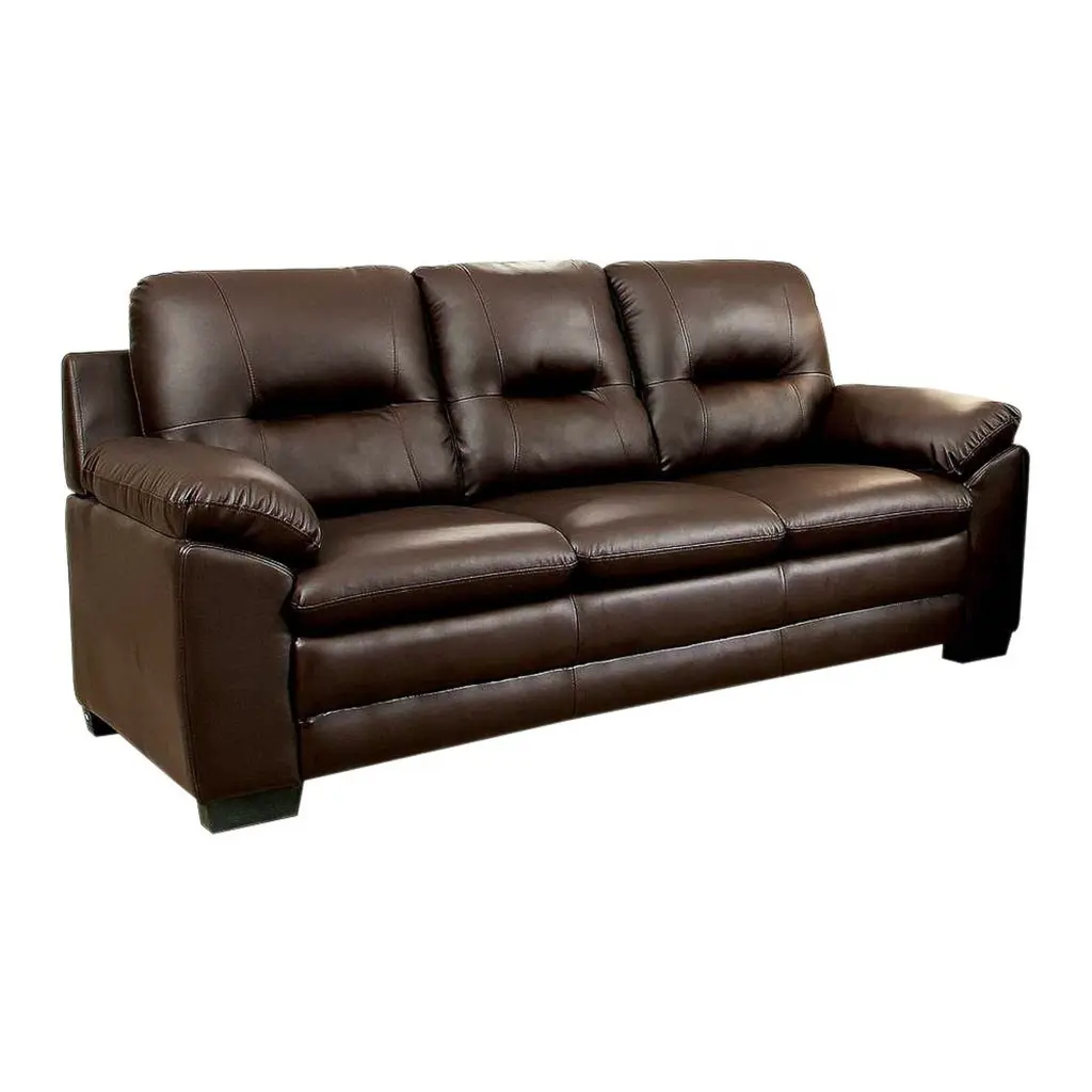Contemporary Sofa Tufted Back Brown Brown Leather royal hampton