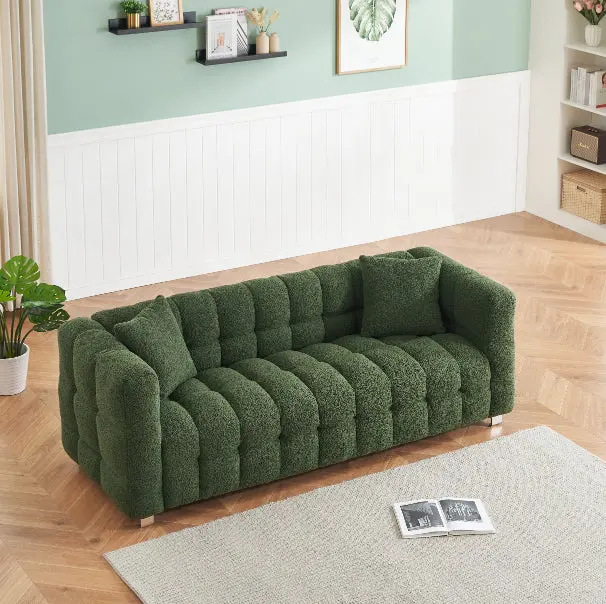 Green Teddy Fleece Sofa 80 Inch Living Room Bedroom Two Seats ylf fff