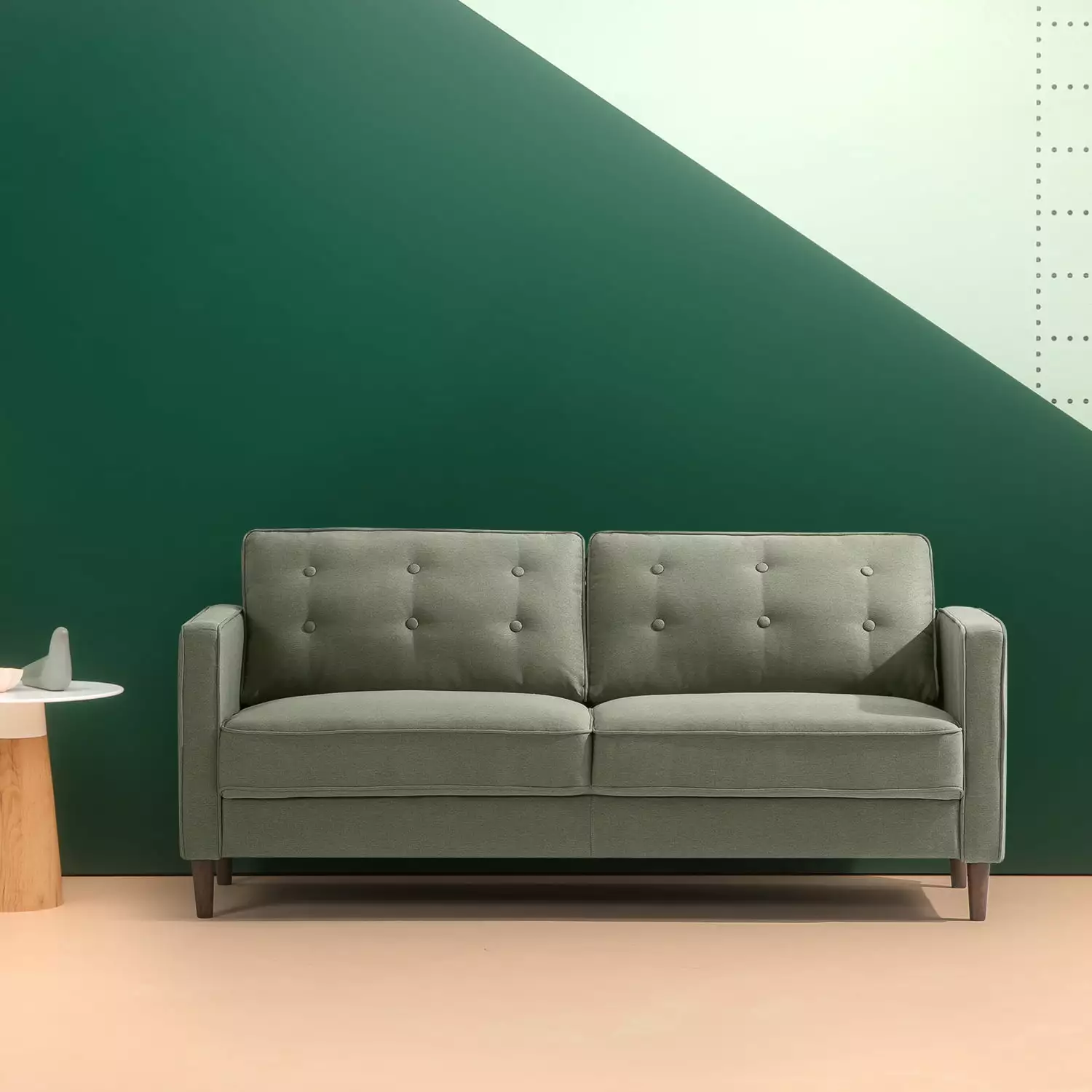 Zinus 74 Lauren Sofa Couch Green Polyester Upholstered Modern Living Room Furniture