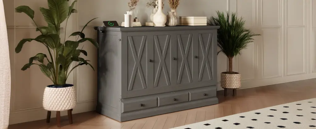 Solid Pine Murphy Bed Chest Cube Cabinet Charging Station Space Saving Furniture bed best