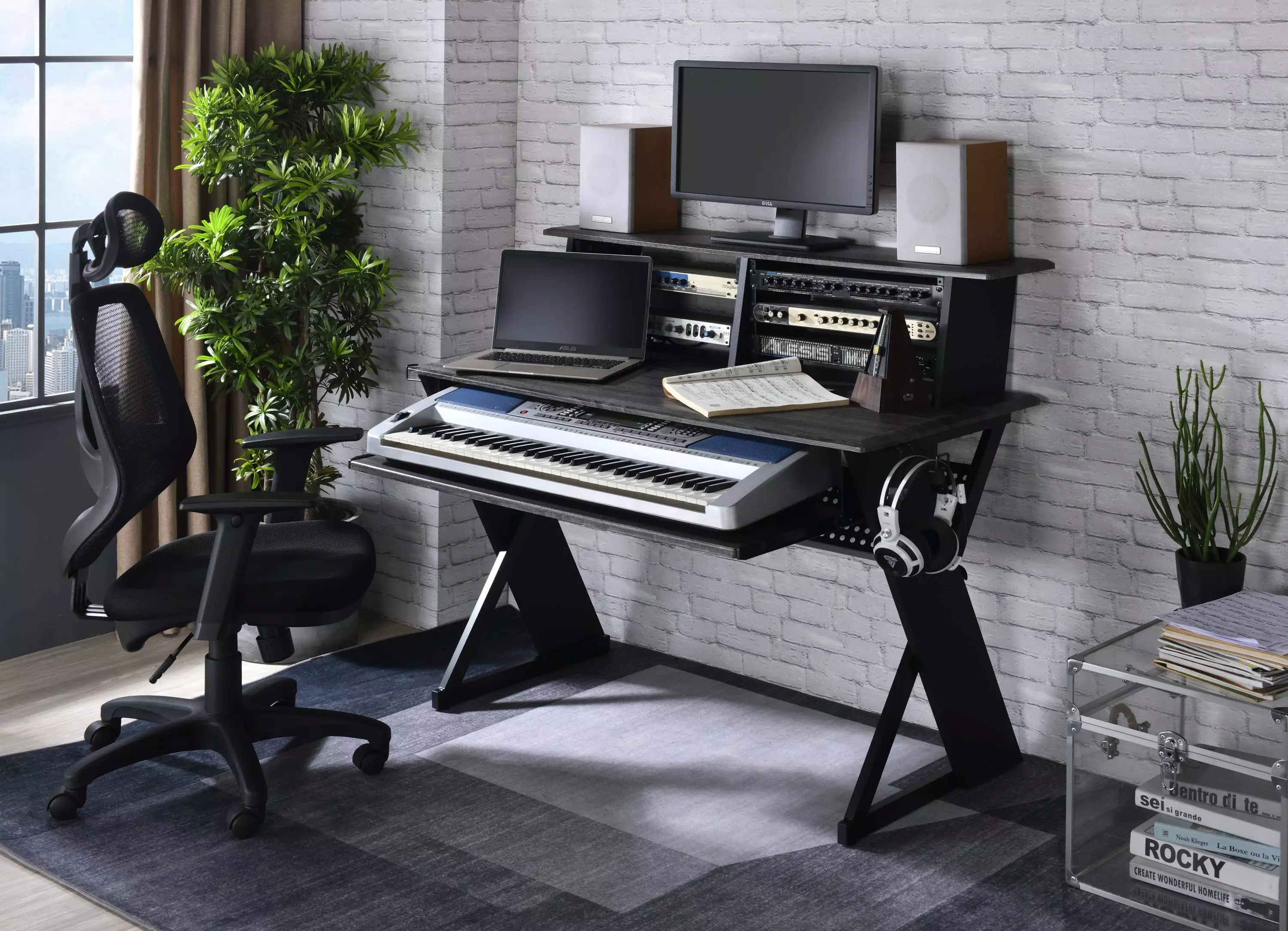 Harmony Haven Music Desk Black Home and Office Go Green Woods