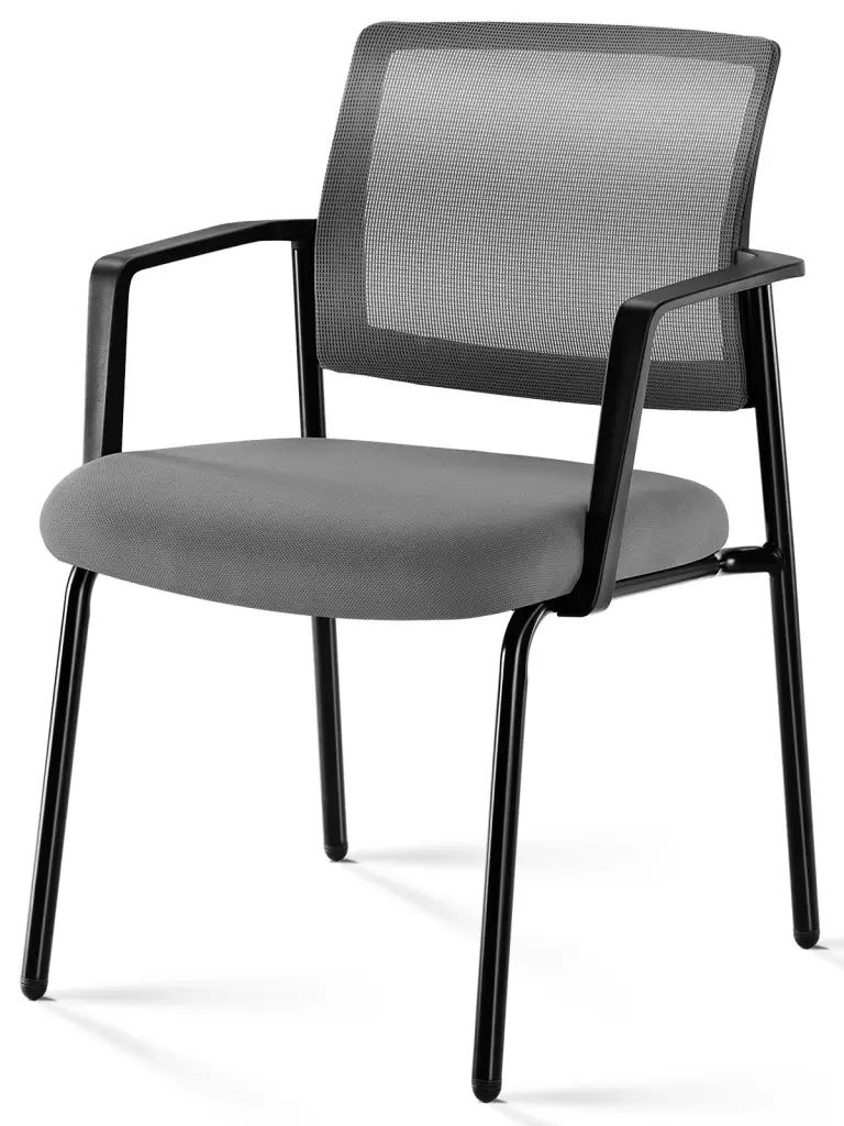 Mesh Back Stacking Arm Chairs Upholstered Fabric Stacking Chairs Sturdy Design w2201