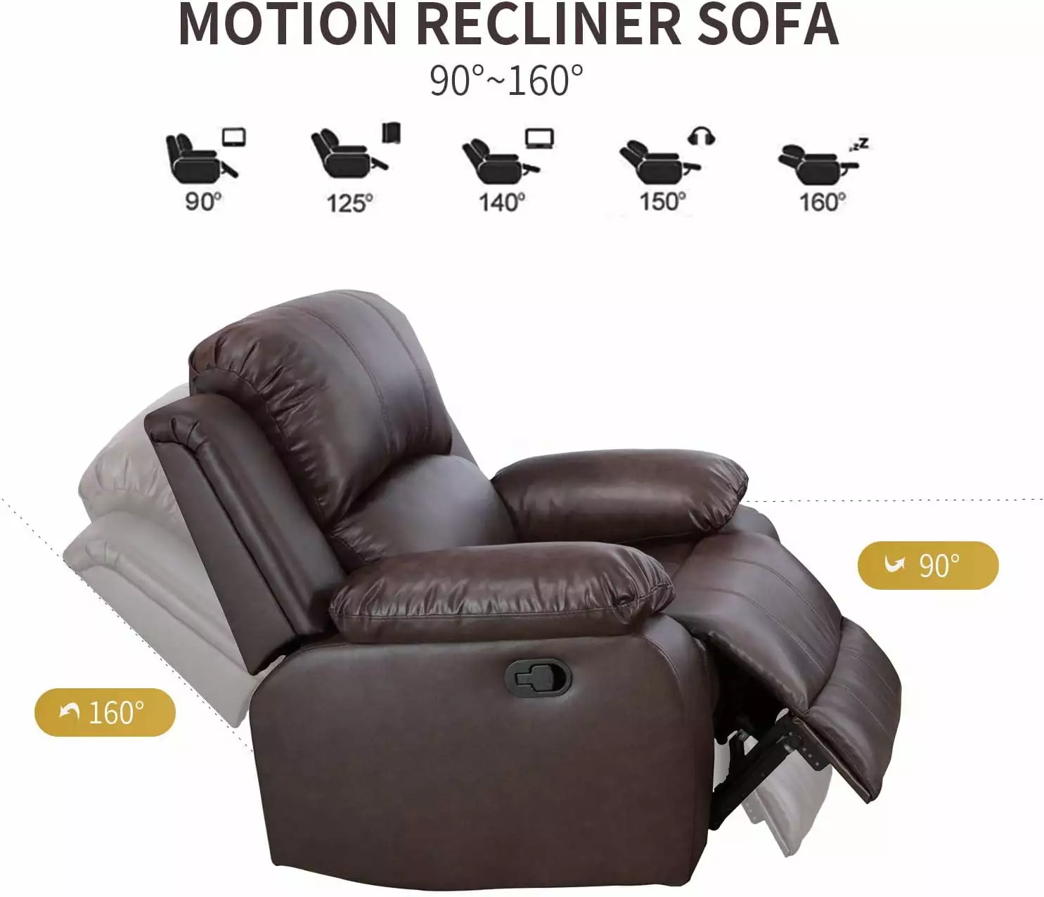 PonLiving 36 Wide Manual Standard Recliner Chair Brown