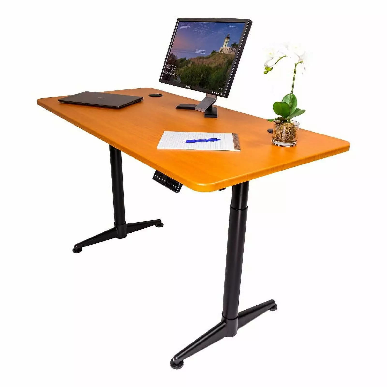 ApexDesk Vortex Series M Edition 60 Metal Wood Standing Desk Light Cherry - Adjustable Height Desk