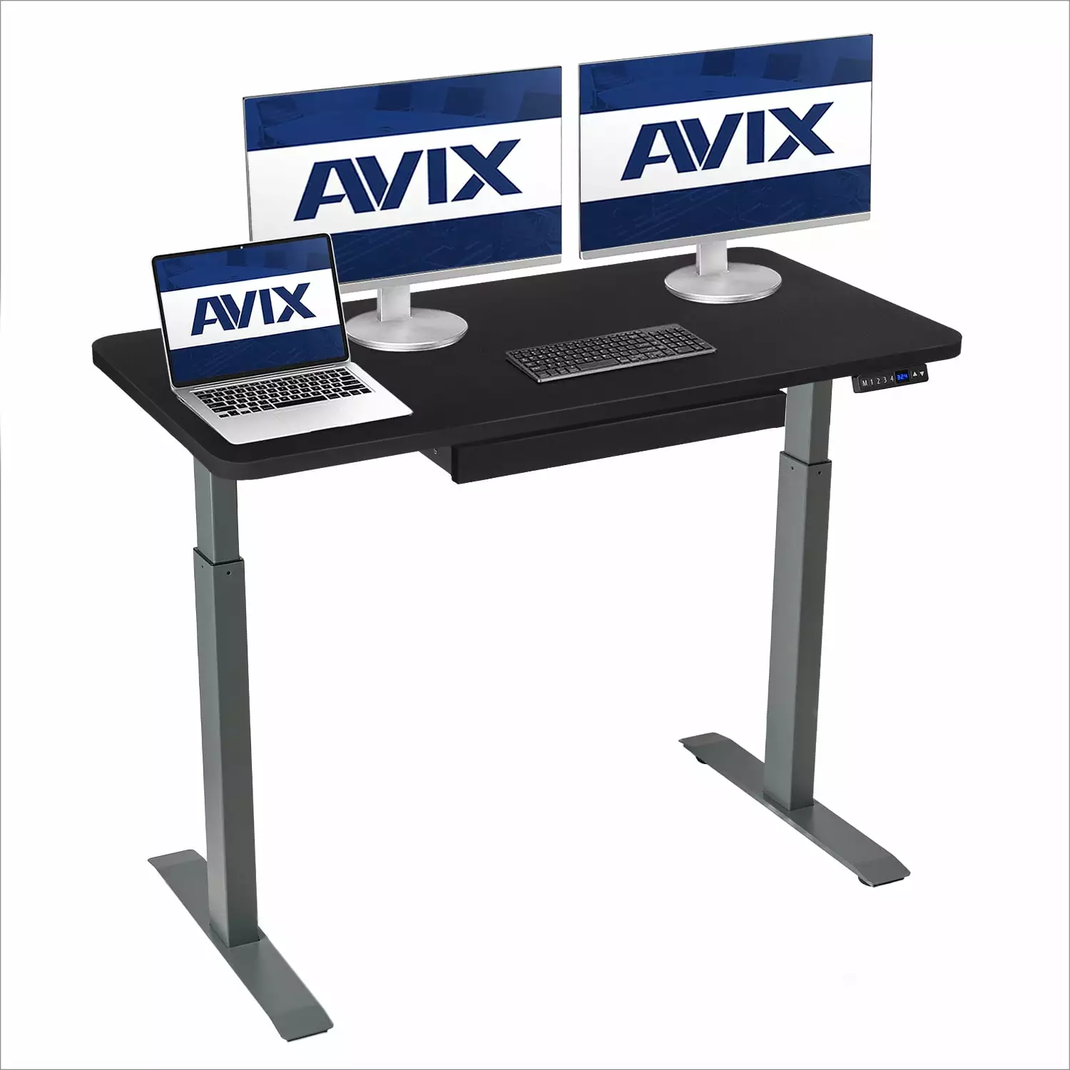 AVIX Dual Motor Electric Standing Desk Drawer 48 x 24 Whole Piece Sit-Stand Desk USB Charging Port 4 Memory Height Adjustm...