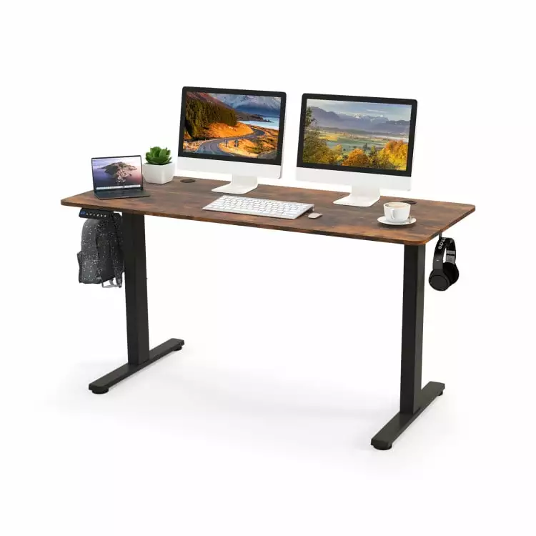 Barara King Standing Desk Computer Desk Workstation 55 x 24 Inches Sit Stand Home Office Desk 3 Memory Height Settings Rus...