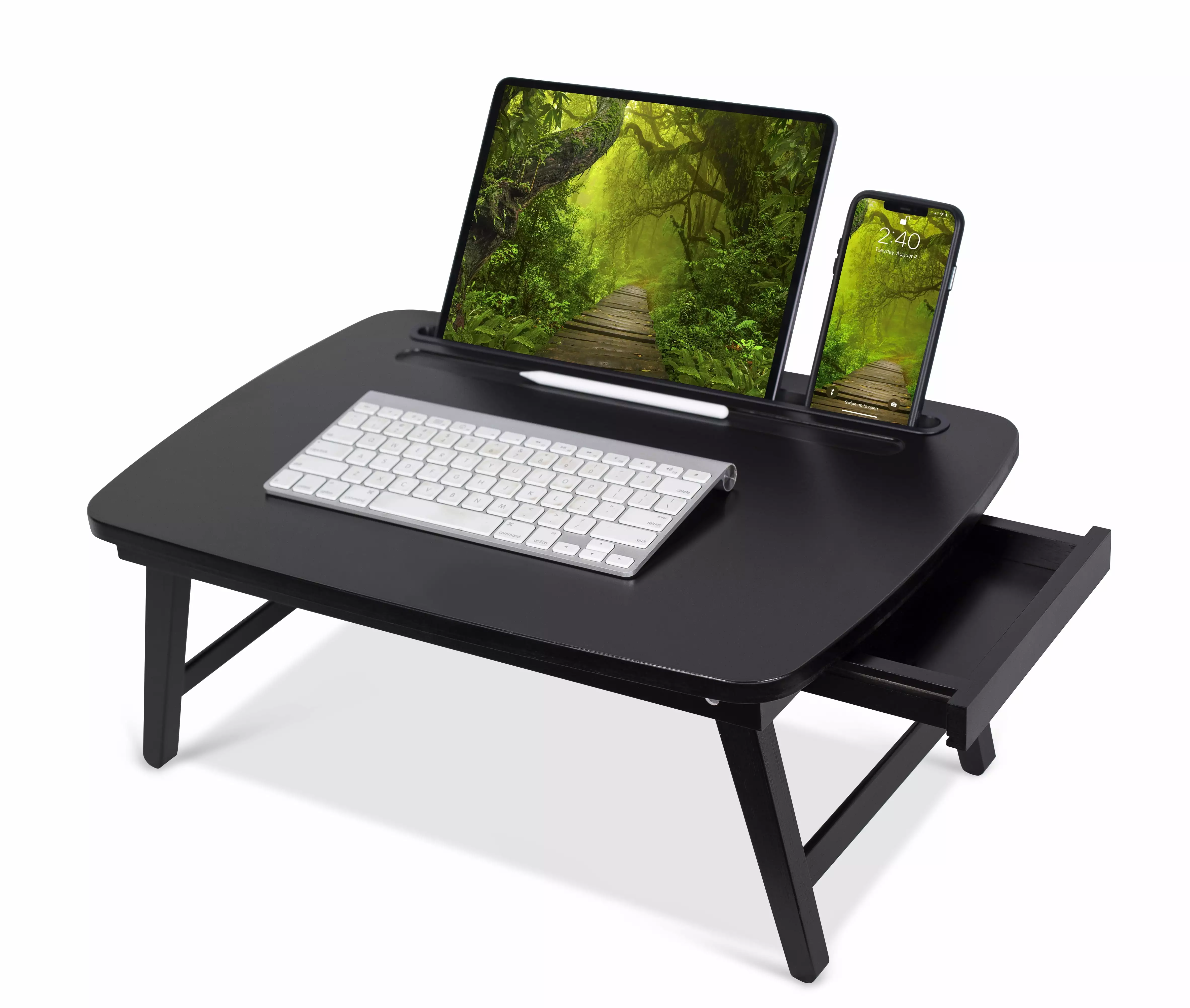 BirdRock Home Portable Sit or Stand Desk Storage Drawer and Media Slot Espresso Finish BirdRock Brands