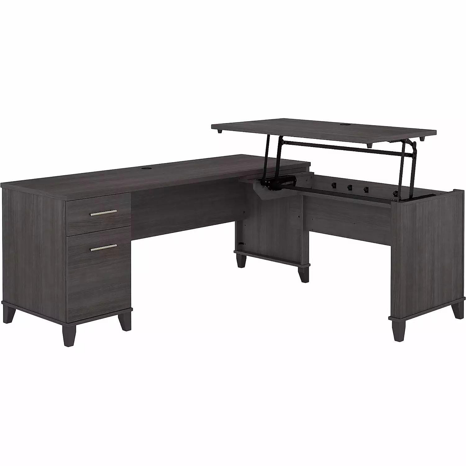 Bush Furniture Somerset 72W Sit Stand L Shaped Desk Storm Gray