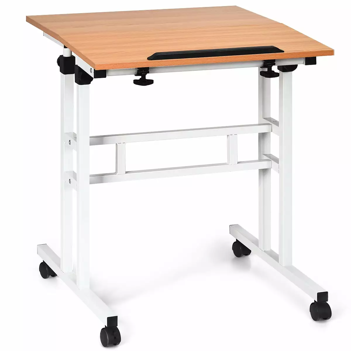 Costway Mobile Standing Desk Height Adjustable Sit Stand Workstation 2in1