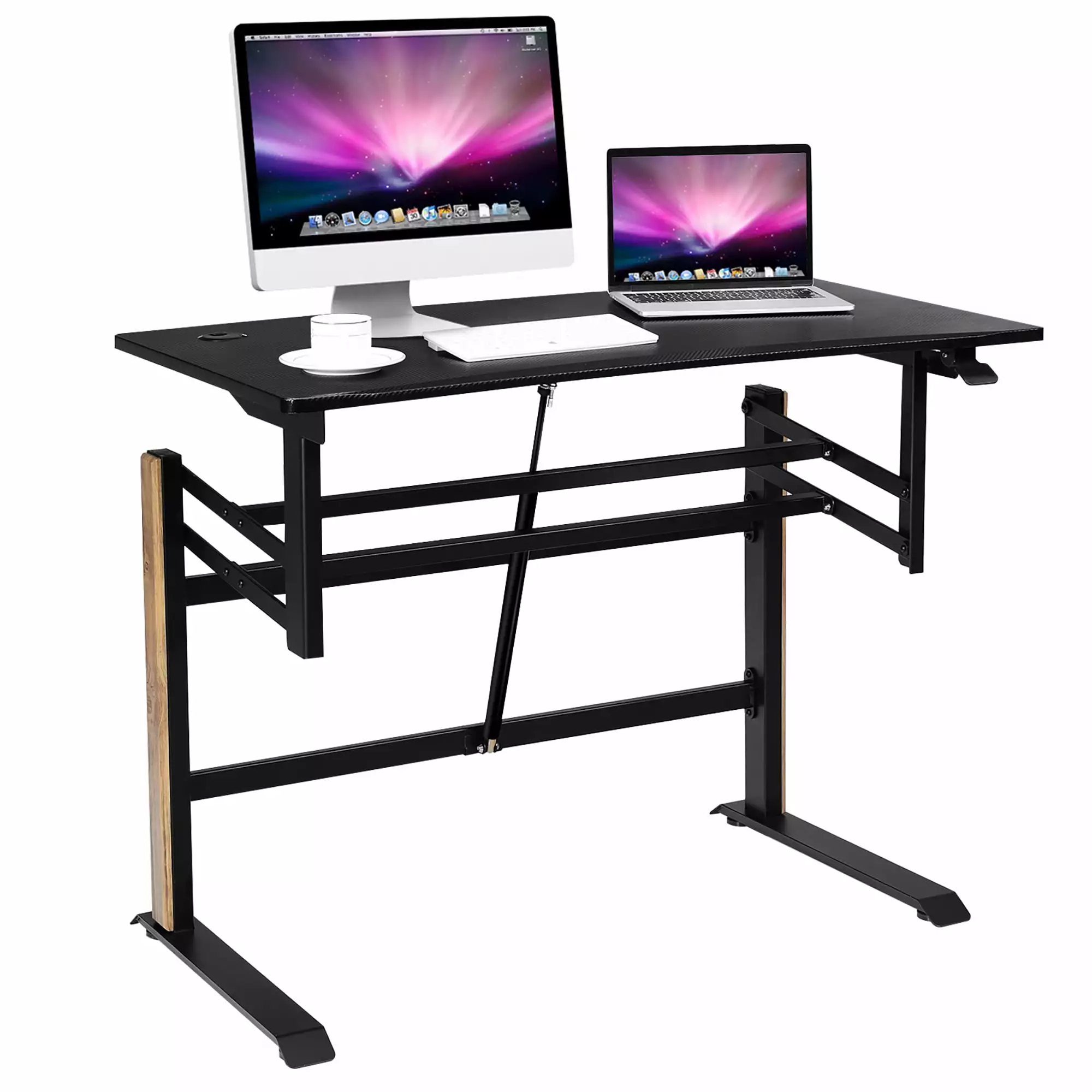 Costway Pneumatic Height Adjustable Standing Desk Sit to Stand Computer Desk Workstation