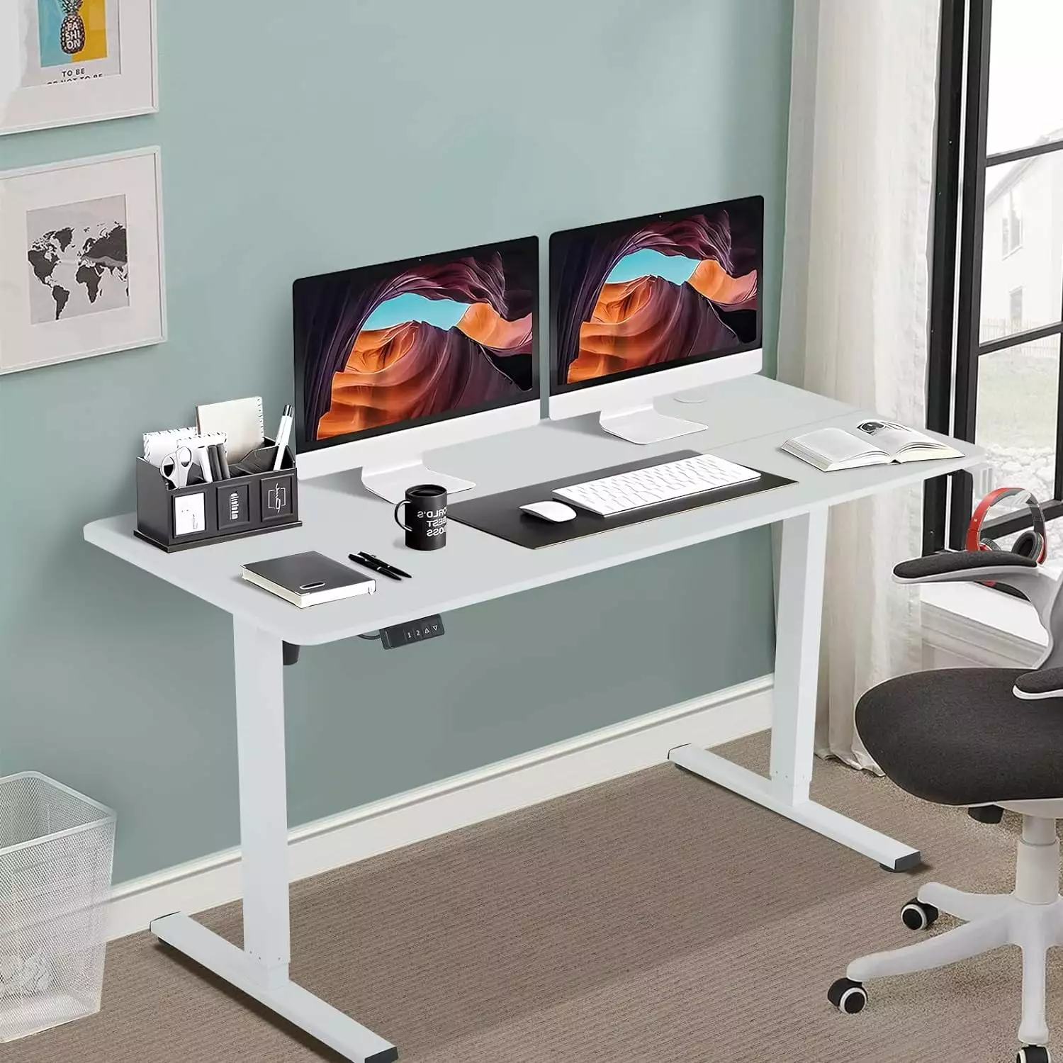 Dkelincs 48x24 Electric Height Adjustable Standing Desk 2 Memory Function White