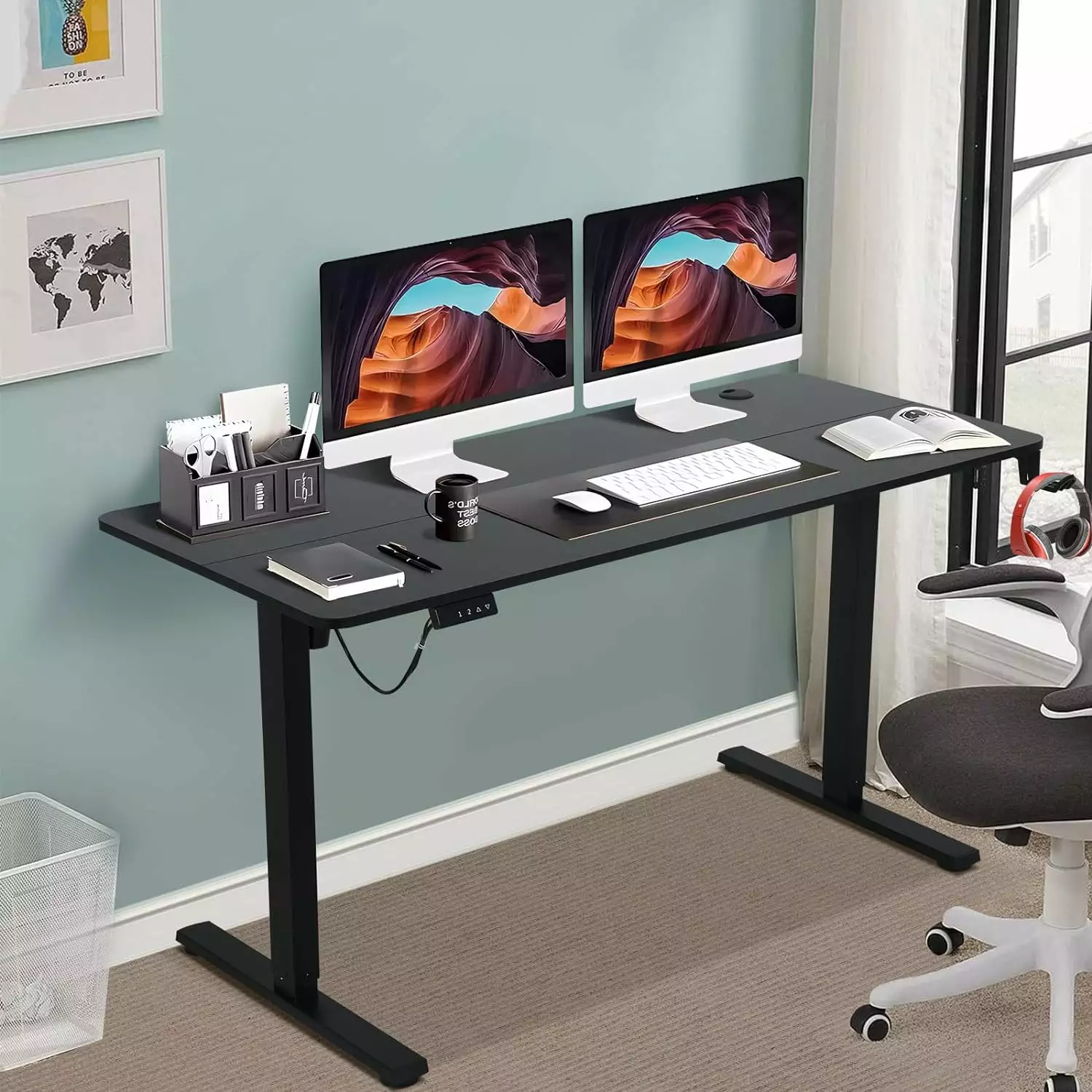 Dkelincs 48x24 Inch Electric Height Adjustable Standing Desk 2 Memory Function Black