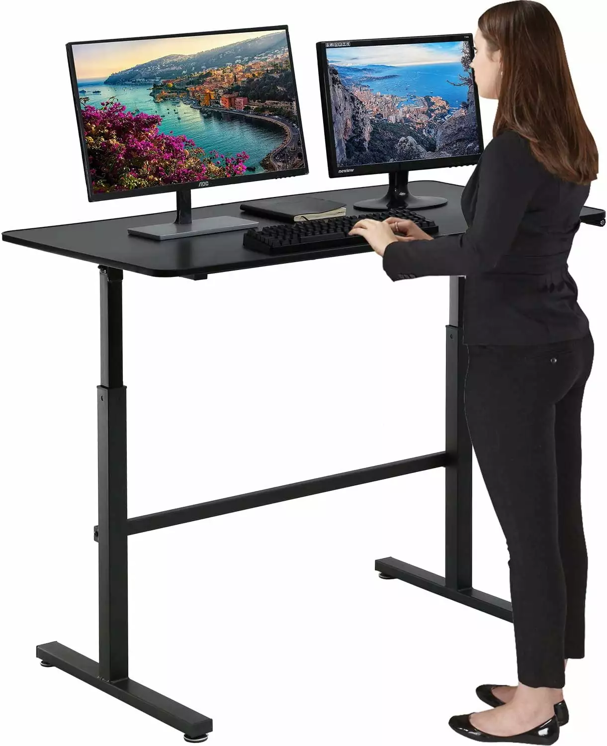 47 Inches Standing Desk Laptop Stand Up Desk Adjustable Height Computer Desks Home Office Sit-Stand Desktop Workstation Dk...