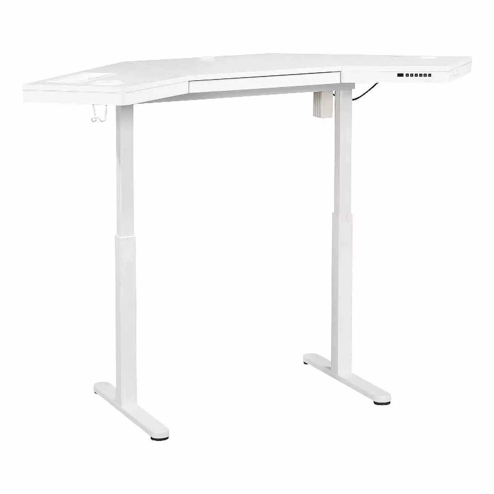 Stealth Sit-to-Stand Height Adjustable Corner Desk White Engineered Wood - Ergonomic Home Office Desk OSP Home Furnishings