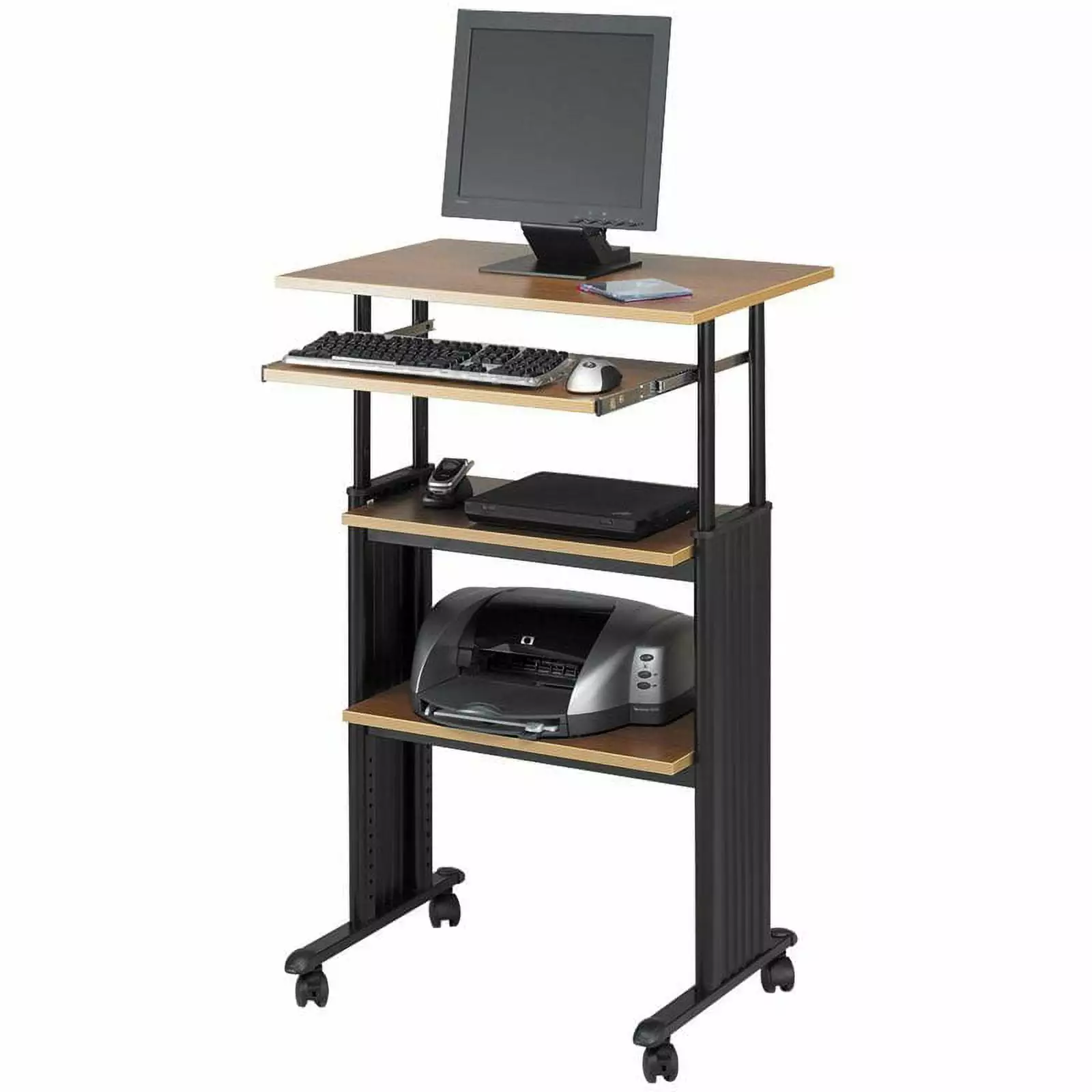 Scranton & Co Standing Height Adjustable Workstation Medium Oak