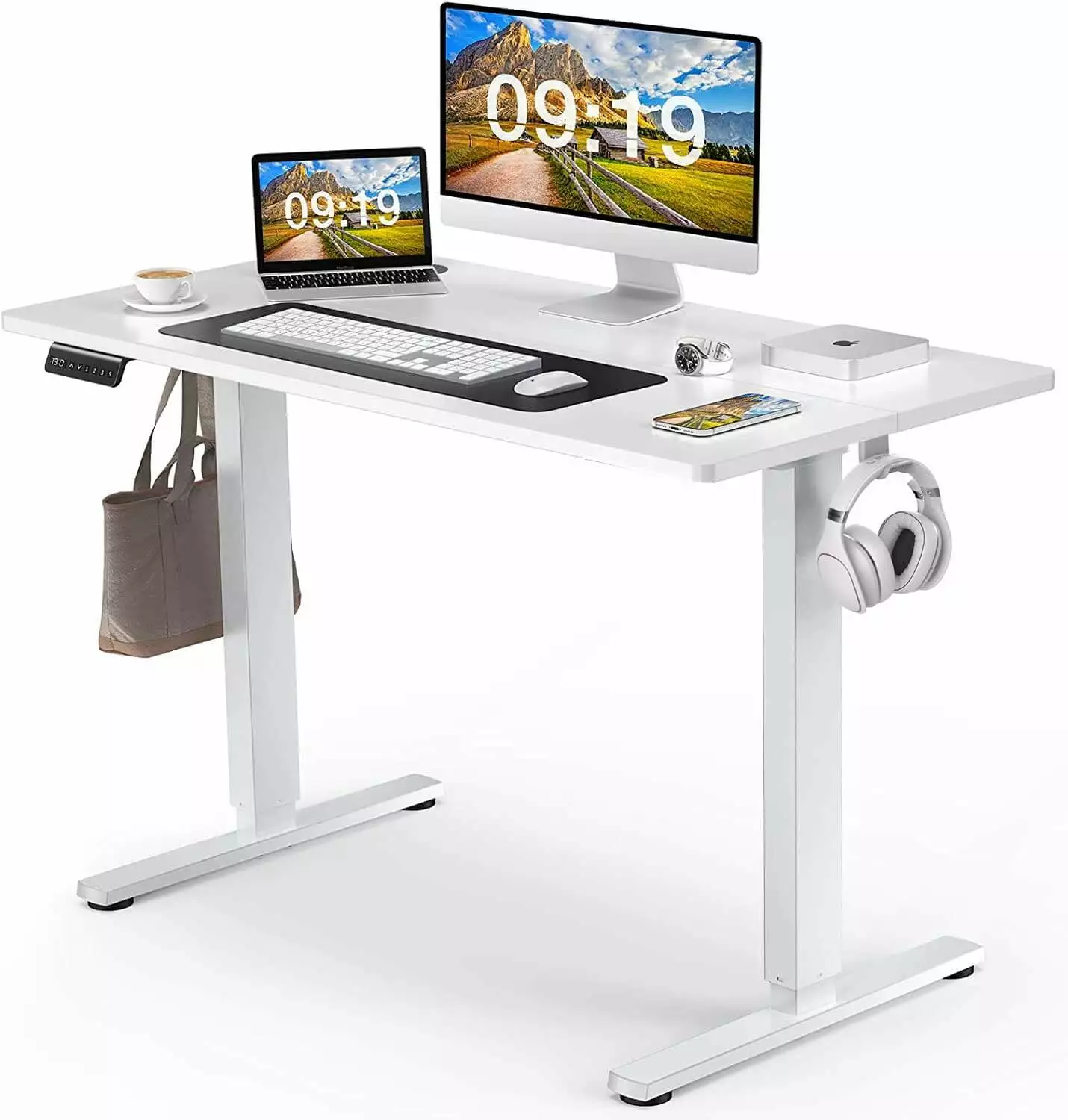 48x24 Inch Electric Height Adjustable Standing Desk White SMHZ