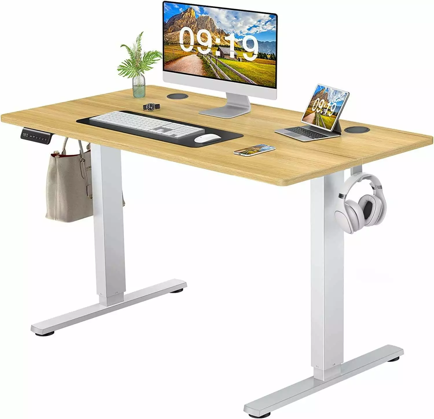 Electric Height Adjustable Standing Desk Sit To Stand Ergonomic Computer Desk 48 X 24 Yellow SMHZ