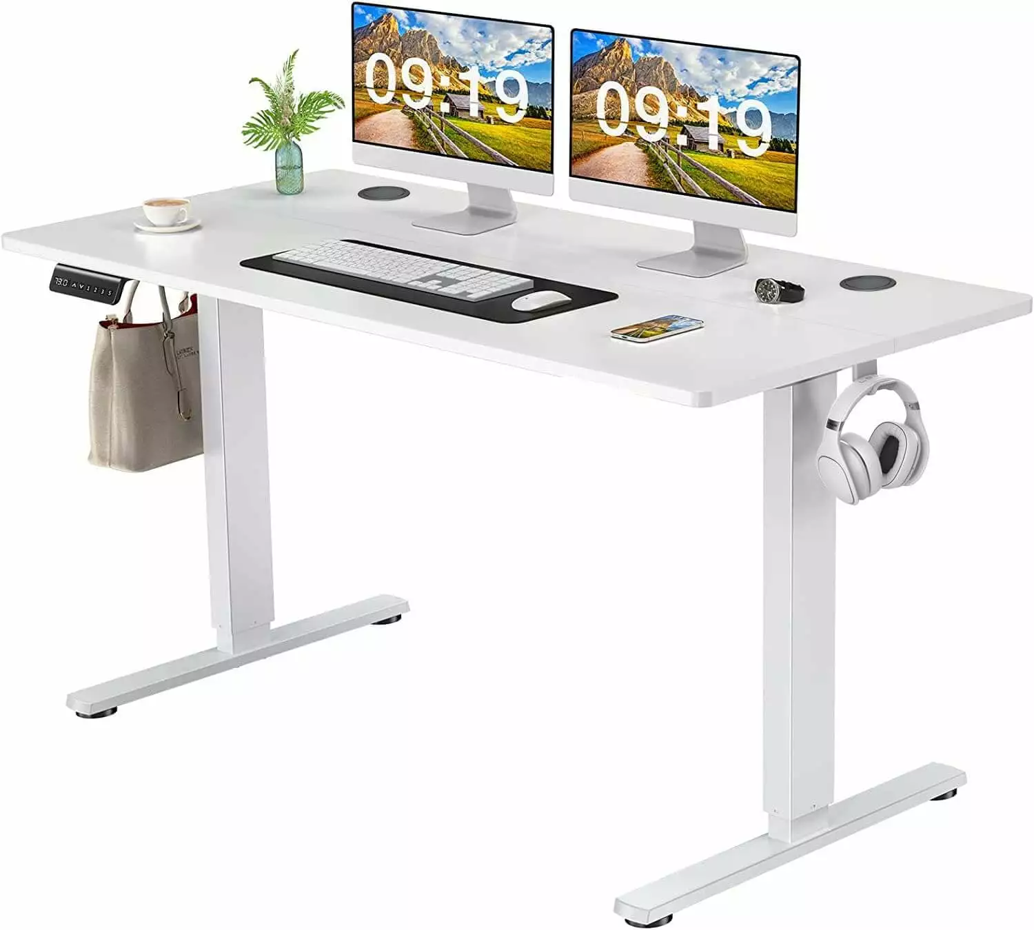 Electric Height Adjustable Standing Desk Sit to Stand Ergonomic Computer Desk White 55 x 24 SMHZ