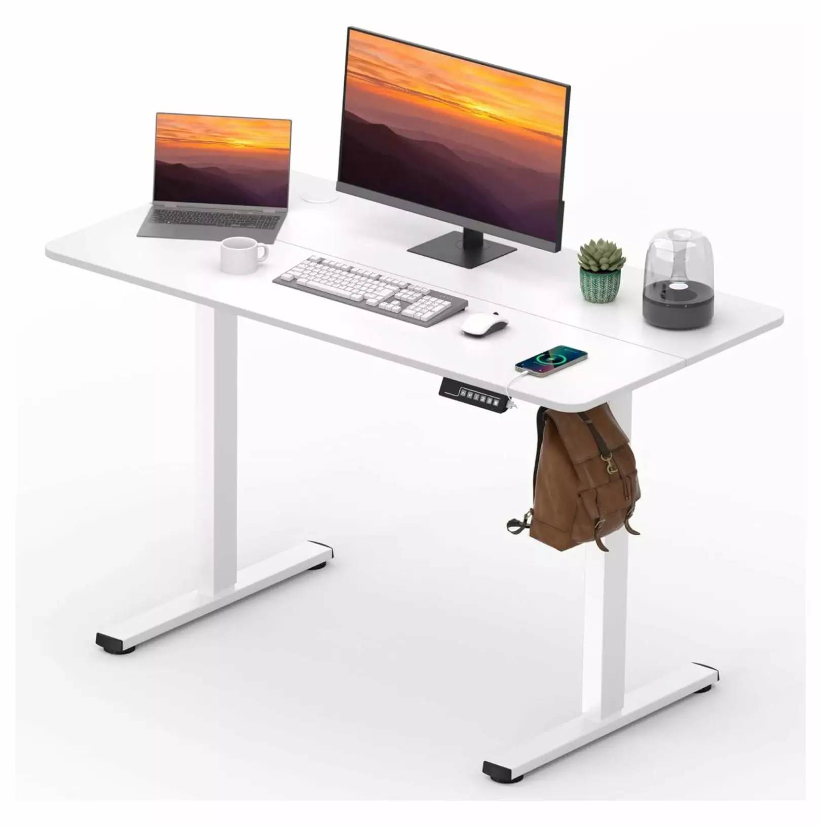 Superwum Adjustable Stand Up Desk Memory Preset & USB Port - 47x24 Inches Home Office Desk
