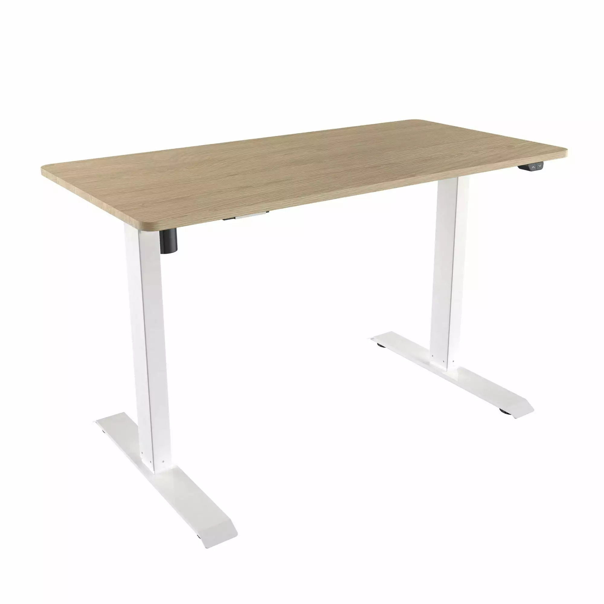 Techni Office Solutions Adjustable Motorized Stand Desk Brown and White Techni Mobili