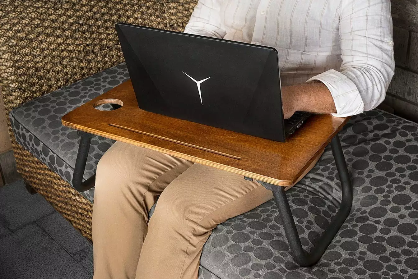 Valovi Jerry Walnut Black Laptop Standing Desk Home Office