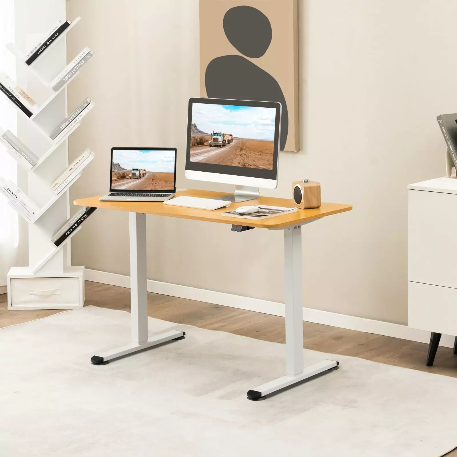 Vicamelia Height Adjustable Standing Desk Study Table Workstation Home Office