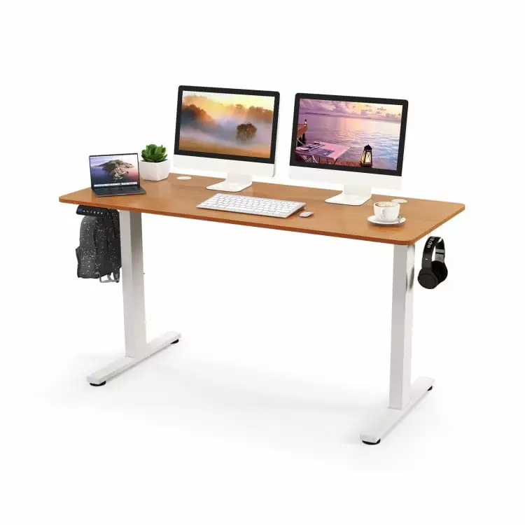 Yardi Yard 55 x 24 Inches Sit Stand Home Office Desk 3 Memory Height Settings Natural Gaming Study Writing Desk