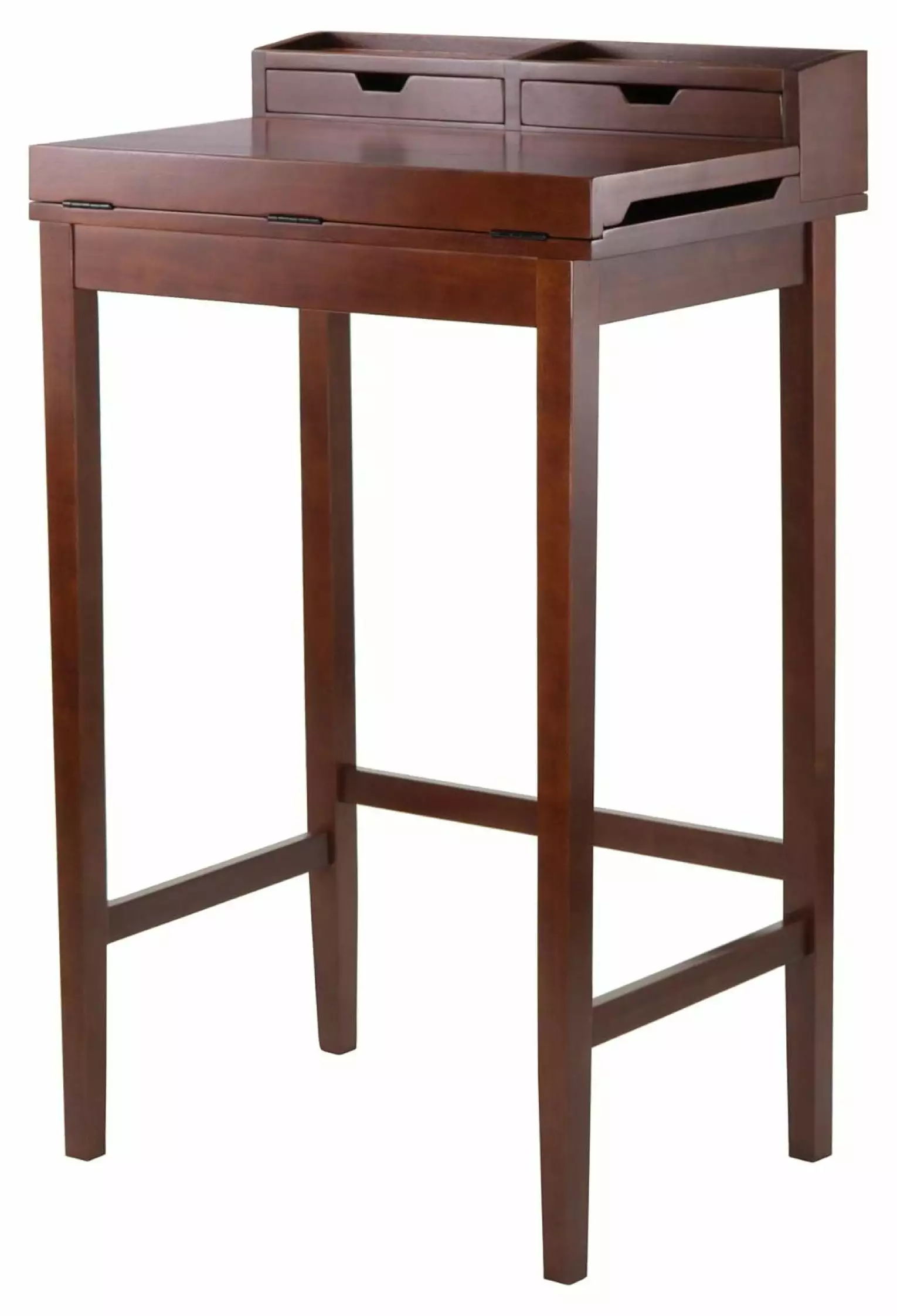 ZRFNIK Walnut High Desk Writing Area and Hutch Home Office