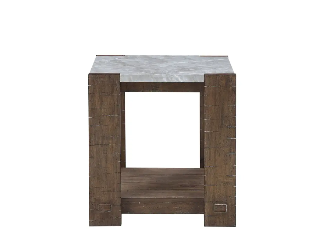 Libby Sintered Stone End Table Brown Wood Finish steve silver furniture