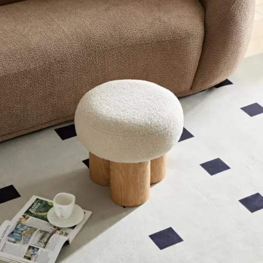 Mushroom Stool Grieg Plush Cushion Wooden Barrel PVC Pipe Footstool meetaking