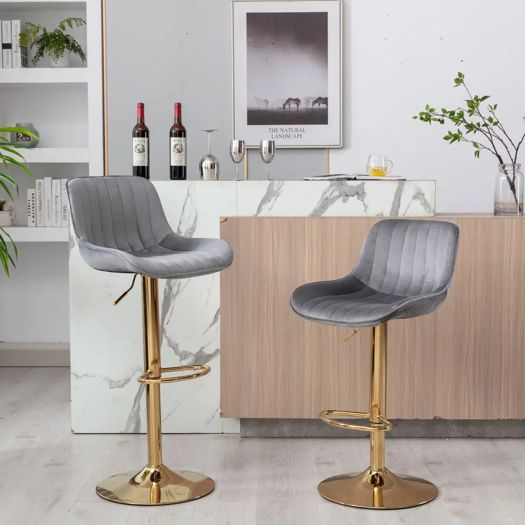 Chrome Footrest And Base Swivel Height Adjustable Mechanical Lifting V Office Stool weehaa furniture