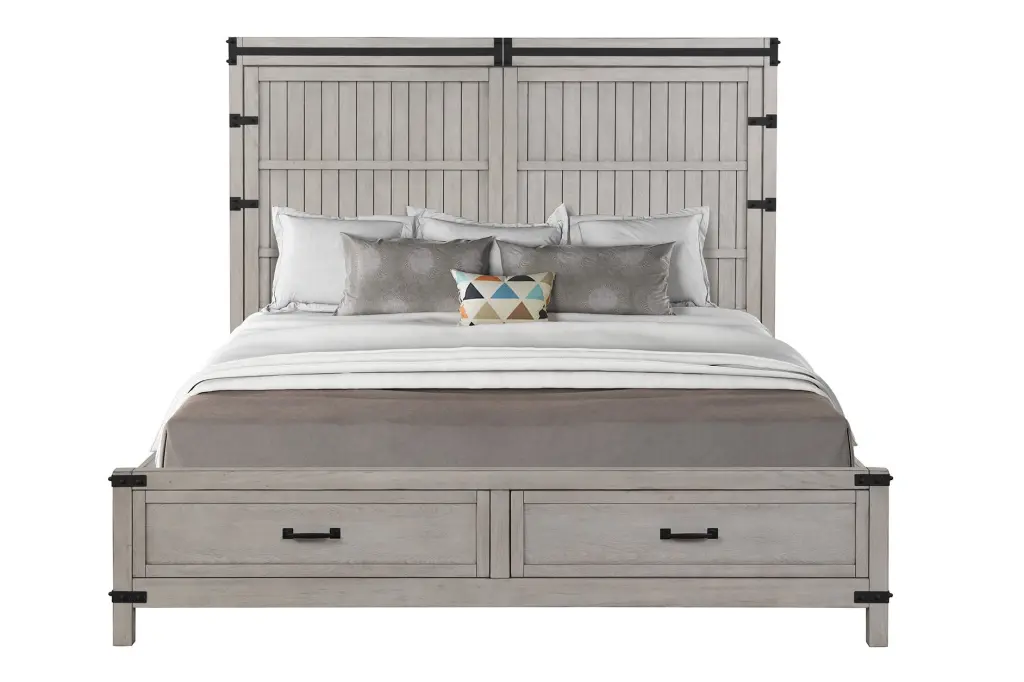 Alexandria Queen Storage Bed Mountain Mist Finish Queen Beige Wood Frame bridgevine home