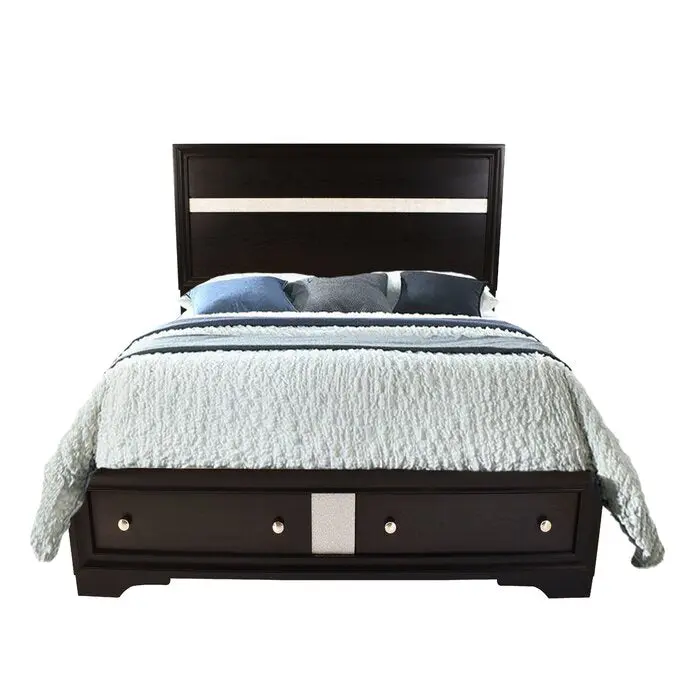 Matrix Traditional Style Queen Size Storage Bed Black Wood galaxy home furnishings