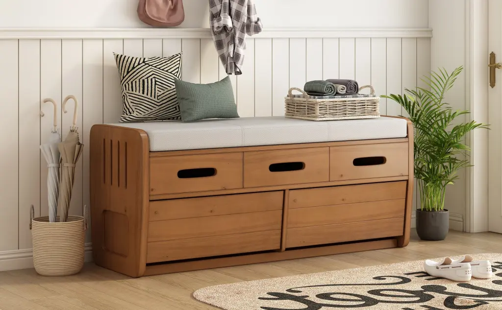 Rustic Storage Bench 2 Drawers and Hidden Storage Space rnb