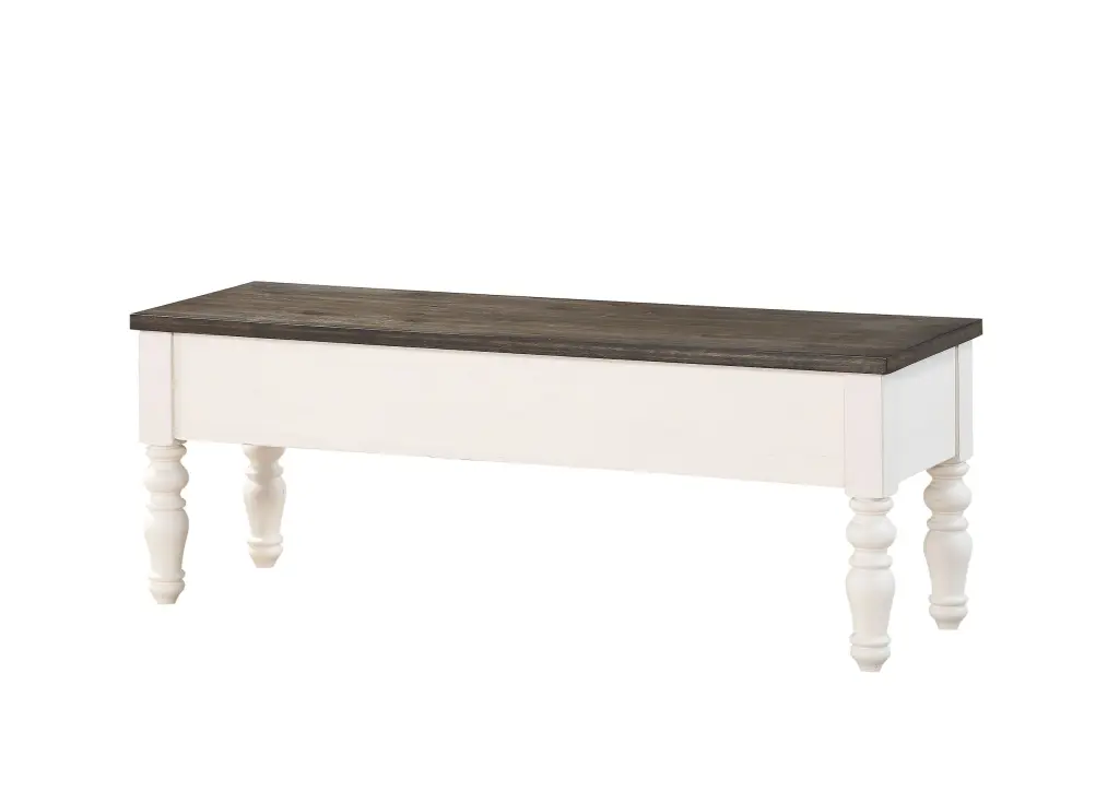 Joanna Storage Bench Two Tone White Wood Finish steve silver furniture